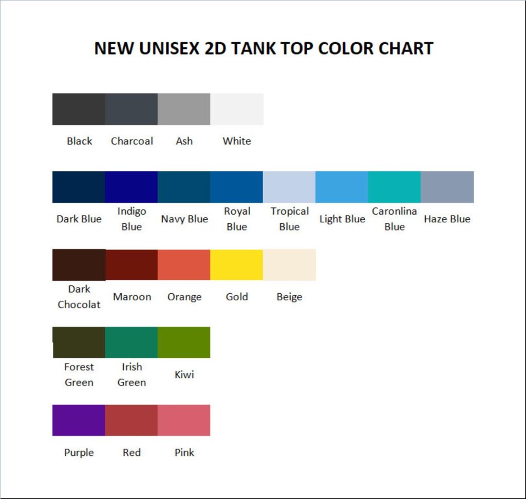 tank top color chart - The Binding Of Issac Store